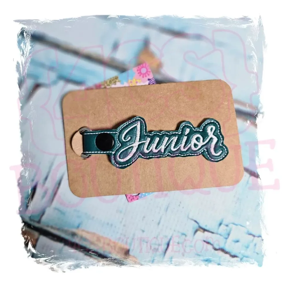 Junior Embroidered Keychain Dark Green White High School Class Ready to Ship